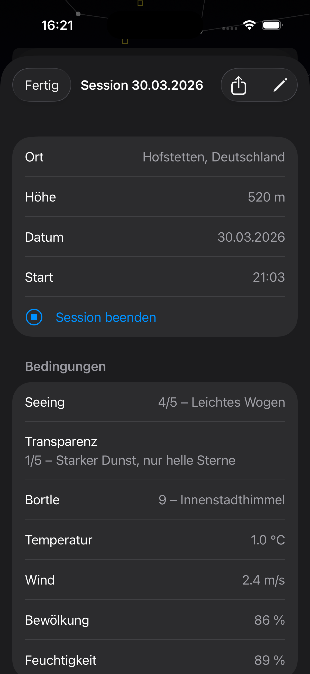 Beobachtungslog